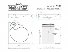 Умывальник над стиральной машиной (600*600х100) Лилия V60 (белый) с кронштейном без сифона (V60) в Заводоуковске - zavodoukovsk.mebel24.online | фото 2