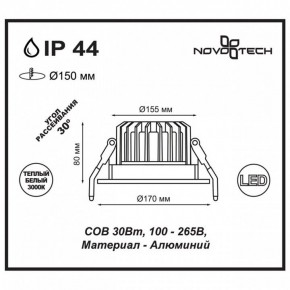 Встраиваемый светильник Novotech Drum 357604 в Заводоуковске - zavodoukovsk.mebel24.online | фото 3